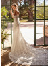 Ivory Lace Allover Bohemian Wedding Dress With Detachable Straps